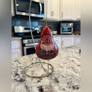 Like New! Wooden hand carved, hand painted Santa ornament!